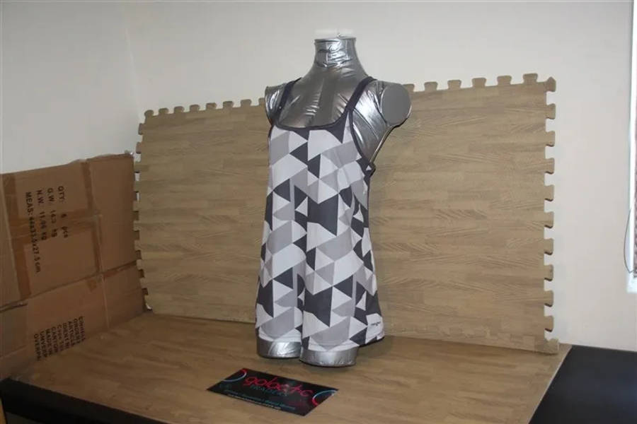 Polyester Grey patterned Tank top, Size Small