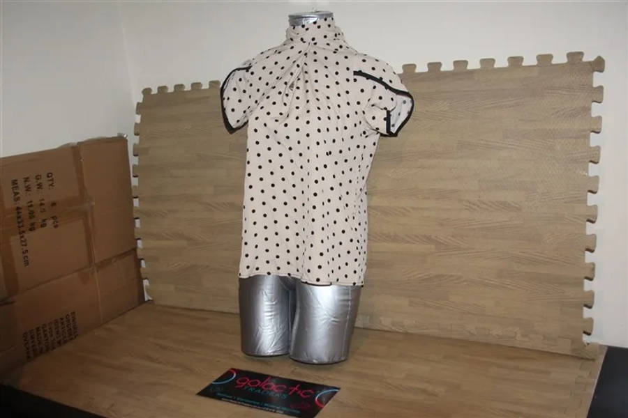Polyester white and black polka dot, Size Small