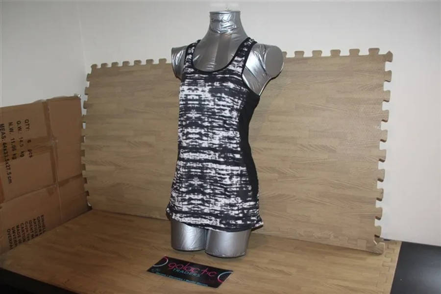 Polyester grey and black tank top, size Medium