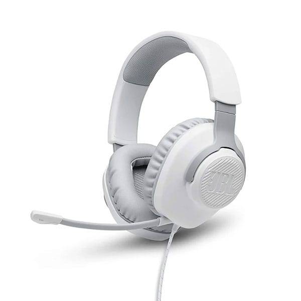 JBL Quantum 100 Wired Over-Ear Gaming Headset With Detachable Mic  White
