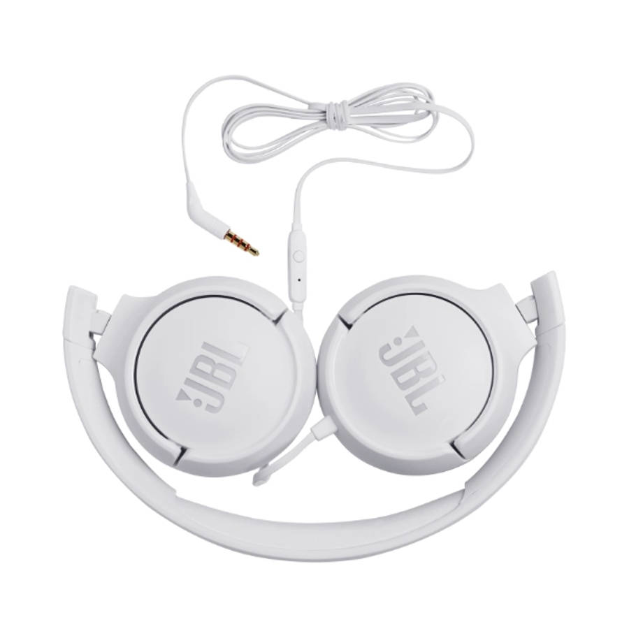 JBL Tune 500 Wired On Ear Headphones With Mic - White