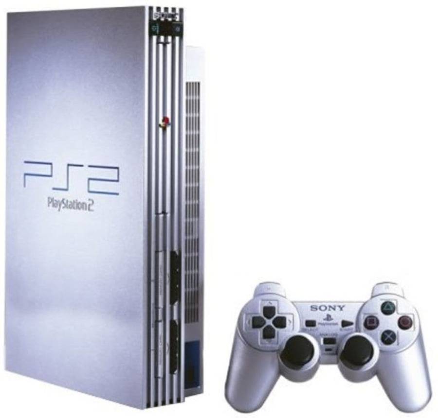 Silver PS2 Phat, 1 Controller, All Cables, 2x Games, Pre Loved,
