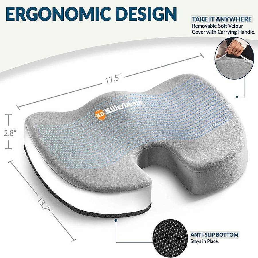 Killer Deals Back Support Gel Memory Foam Office Desk Chair Cushion x 2 Combo