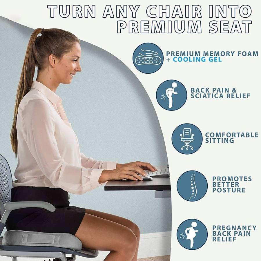 Killer Deals Back Support Gel Memory Foam Office Desk Chair Cushion x 2 Combo