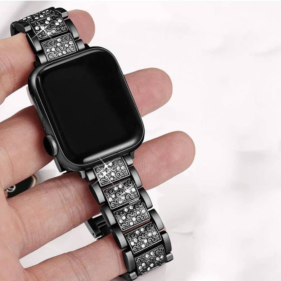 Killer Deals 42/44/45/49mm Apple Watch SE diamond rhinestone strap + tool - Silver