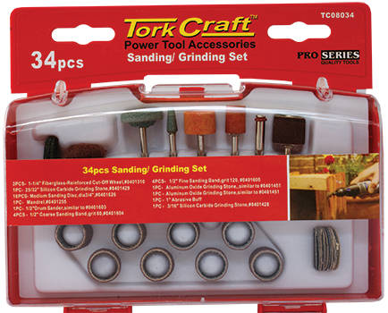 TORK CRAFT SANDING & GRINDING SET 34 PCE MINI