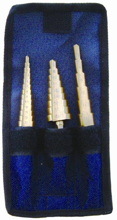 TORK CRAFT STEP DRILL SET 3PCE IN BLISTER