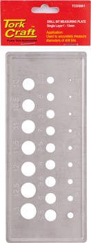 TORK CRAFT DRILL BIT MEASURING PLATE 1-13MM (0.5 INCR)