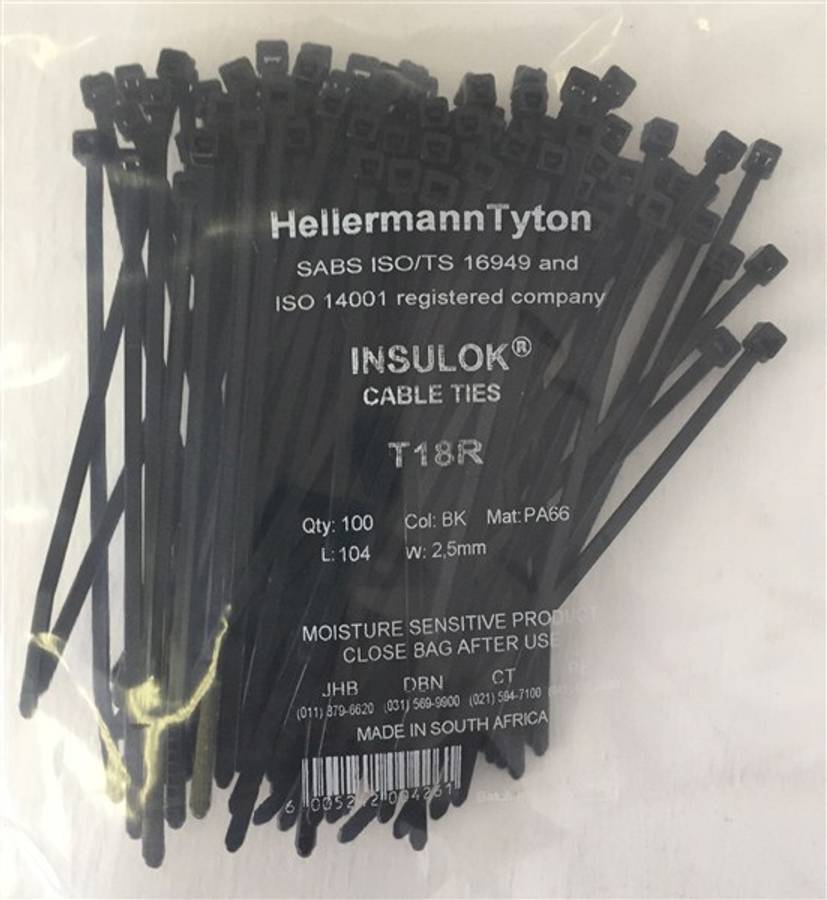 C900LE TIES BLACK 104MM*2.5MM PACK 100 T18R