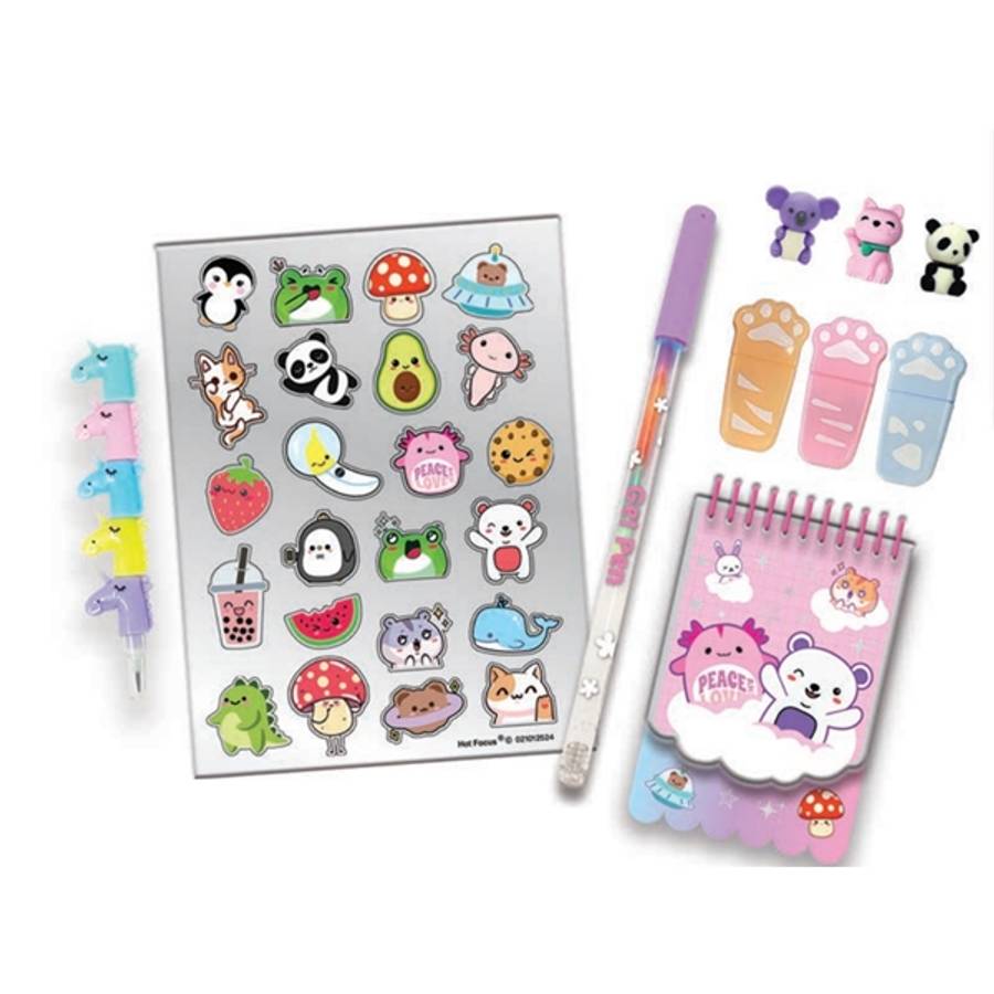 Hot Focus Colouring Stationery Set - Kawaii Axolotl