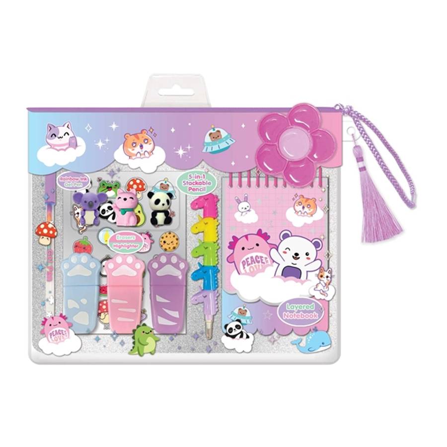Hot Focus Colouring Stationery Set - Kawaii Axolotl