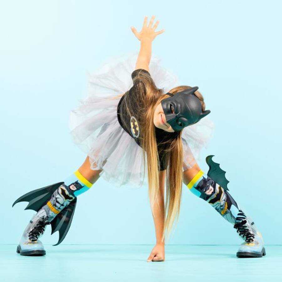 DC Batman Knitted Knee-High Socks, 3D Wings & Cape Ages 6-99