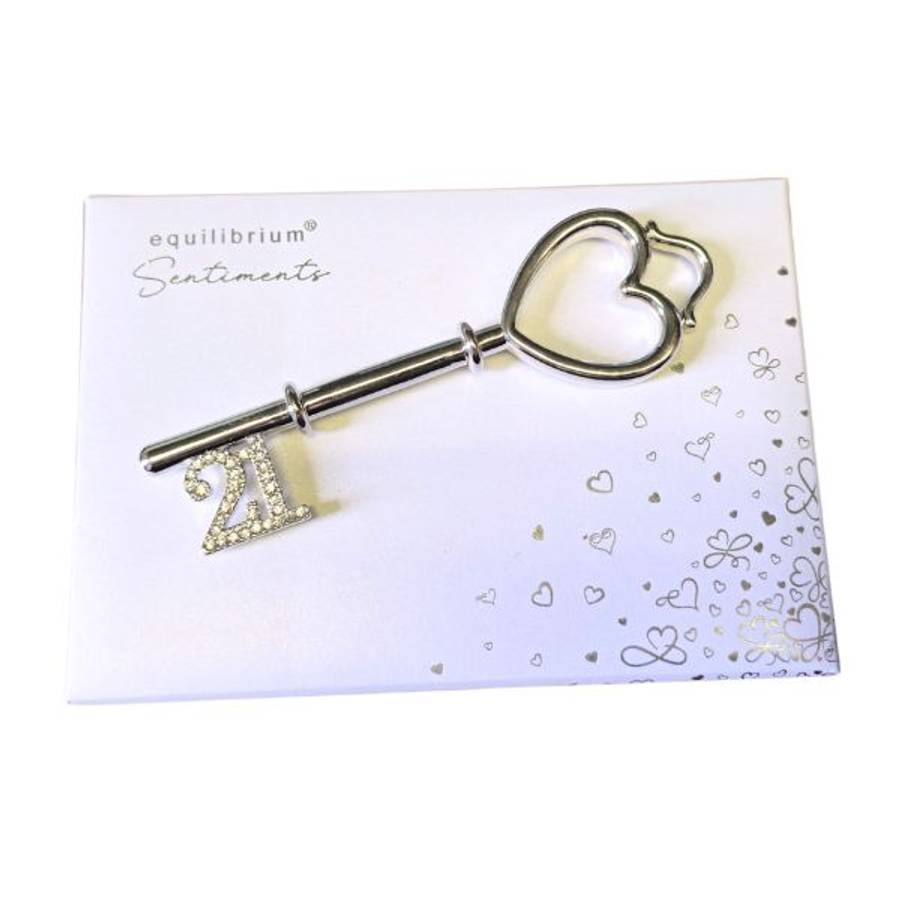 Equilibrium Keepsake Key 21st Silver Diamante 12cm