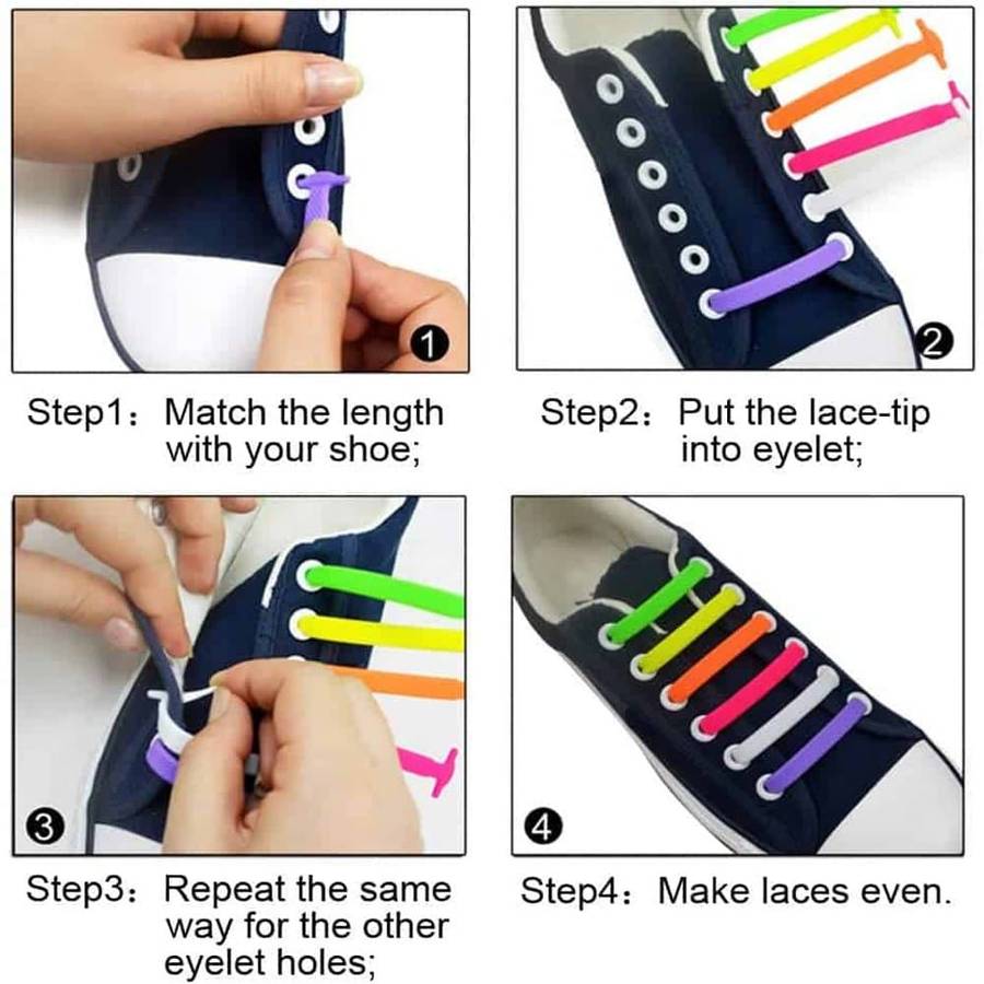 Killer Deals elastic lazy no-tie silicone speed laces - Rainbow (Kids)