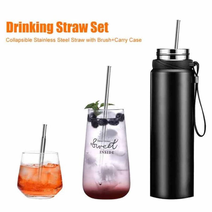 Killer Deals Stainless Steel Metal Reusable Telescopic Drinking Straw