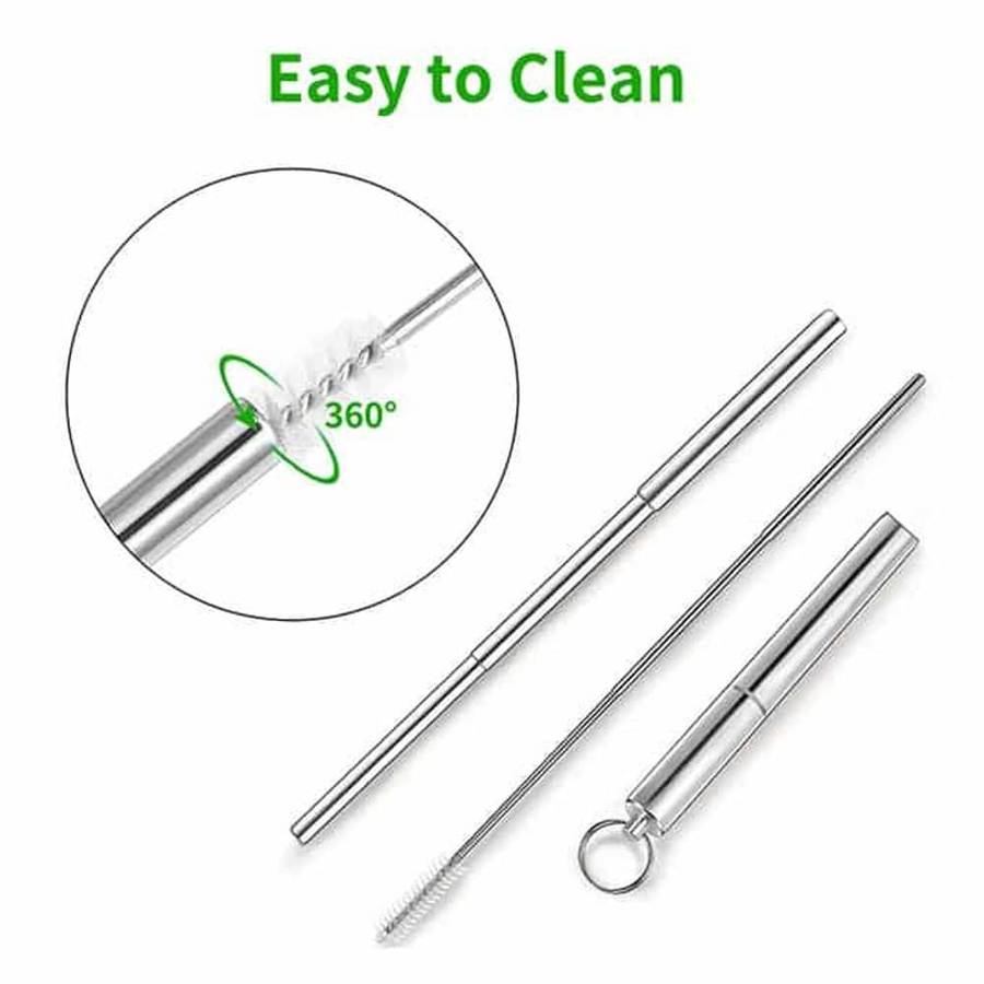 Killer Deals Stainless Steel Metal Reusable Telescopic Drinking Straw