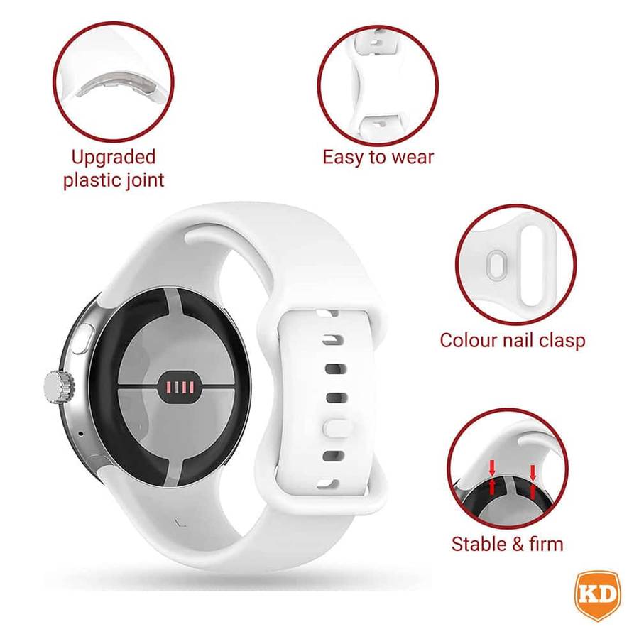 Killer Deals Silicone Strap for Google Pixel Watch 1- White- S/M