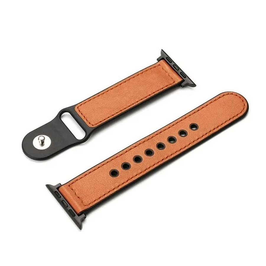 Killer Deals Leather & Silicone Strap for 42/44/45/49mm Apple Watch- Brown