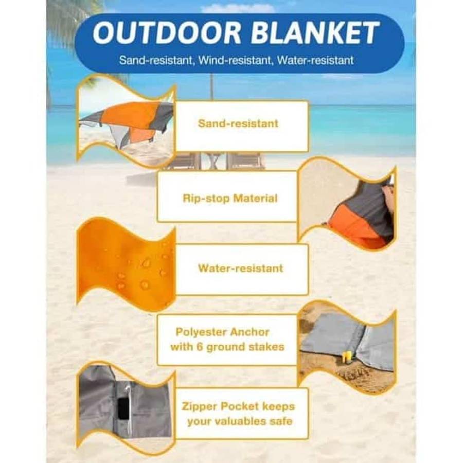 Killer Deals Camping Sand-Free Waterproof Beach Blanket 2m x 2.5m