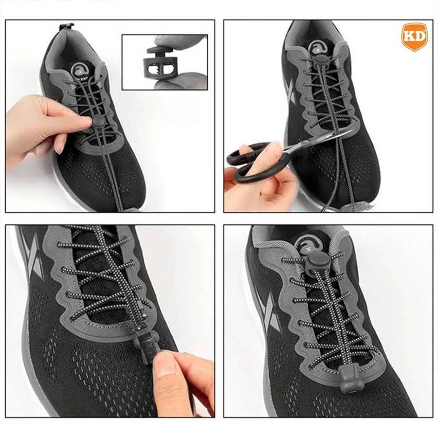 Killer Deals Elastic No Tie Speed Shoelaces- Black /Orange/Purple Combo