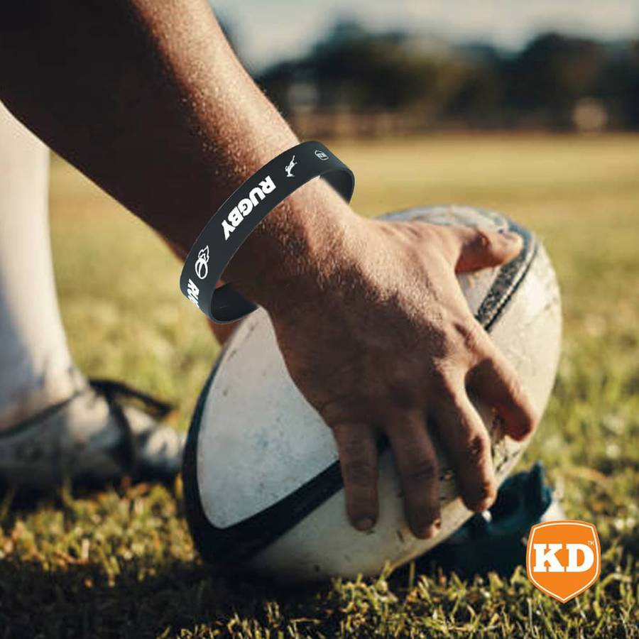 Killer Deals Debossed "Rugby" Silicone Wristband Bracelet- 6 Pack