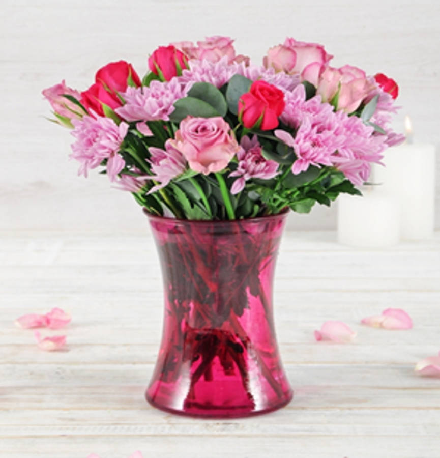 Roses and Sprays in Lady Pink Vase