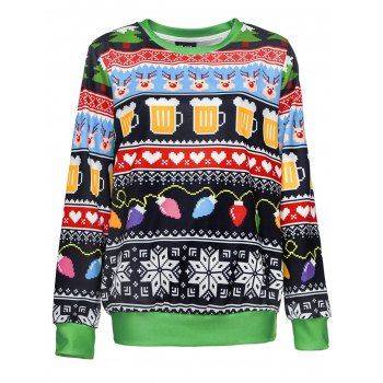 Merry Christmas Sweatshirt  Unisex Funny Round Neck Long Sleeve Sweater Lovers Clothing - Large