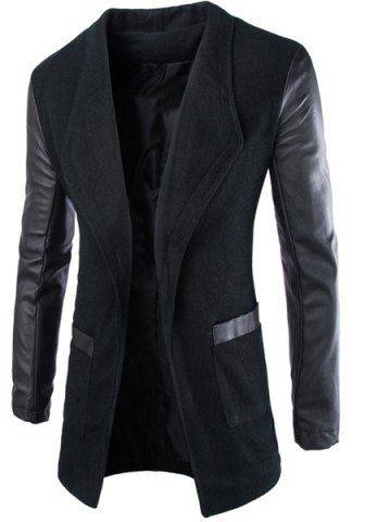 Lapel Long Sleeve Coat - 2XLarge
