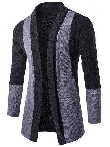 Color Block Shawl Collar Cardigan - Large