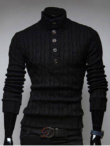 Half Button Up Twist Sweater - Large