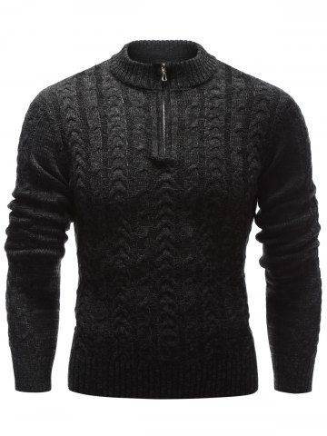 Half Zip Up Cable Knit Sweater
