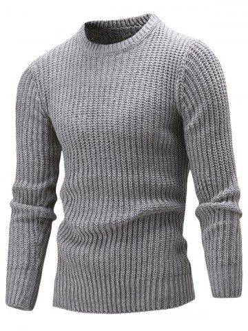 Crew Neck Ribbed Knitted Sweater