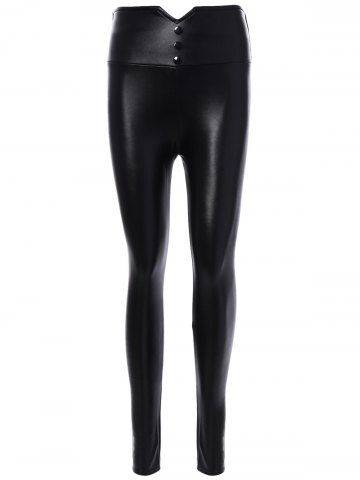 PU Leather High Waist Leggings - Medium