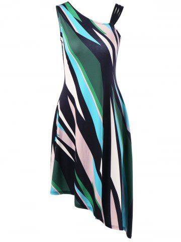 Skew Collar Asymmetric Dress