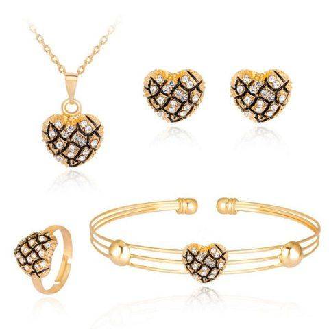 Heart Necklace Bracelet Earrings and Ring Set