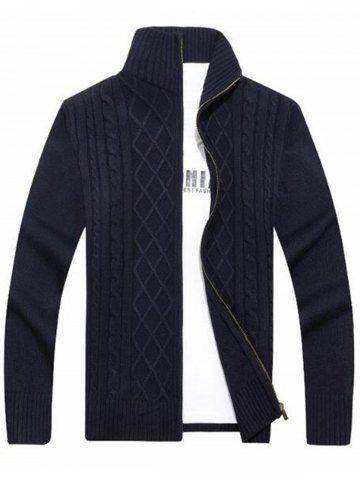 High Neck Cable Knit Sweater Cardigan