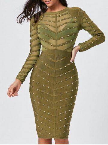 Rivet Long Sleeve Bandage Dress