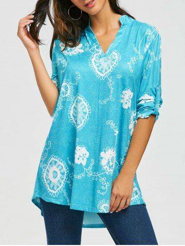 V Neck Bohemian Print Blouse