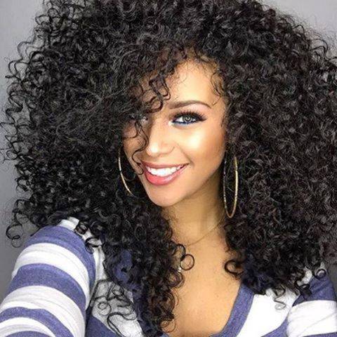 Long Side Bang Shaggy Afro Curly Synthetic Wig