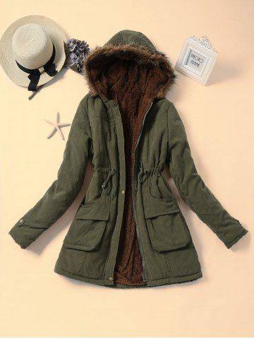 Faux Fur Collar Parka Coat