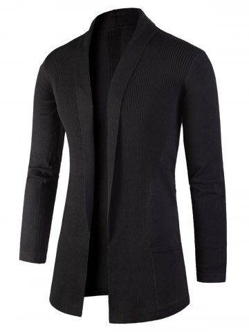 Jacquard Knitted Open Front Cardigan