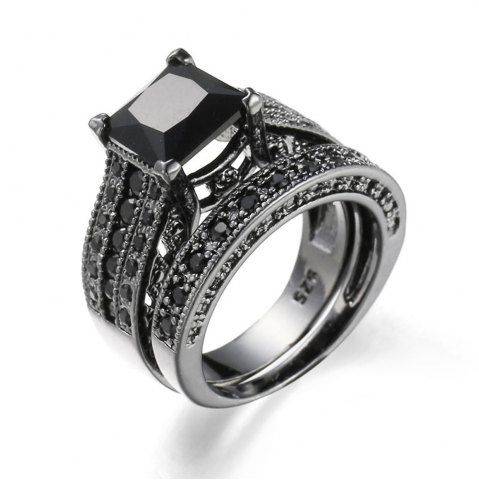 2PCS Ladies Fashion Crystal Diamond Vintage Rings