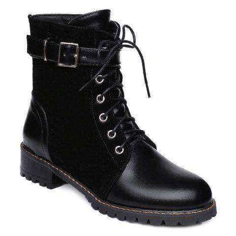 Suede Spliced Combat Boots