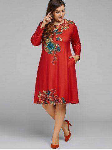 Plus Size Vintage Floral A Line Dress