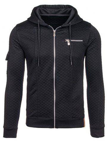 Zippered Pocket Quilted Hoodie - Medium