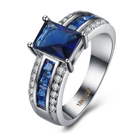 Rhinestone Artificial Sapphire Ring - 9