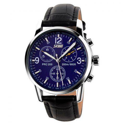 SKMEI Faux Leather Strap Tachymeter Quartz Watch