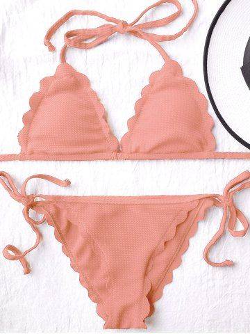 Scalloped String Bikini Set