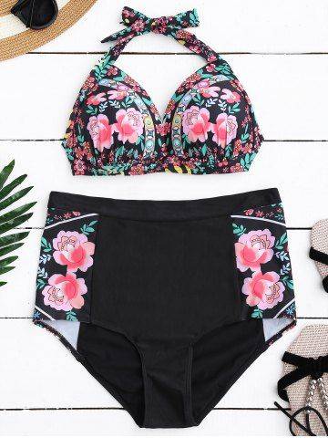 Floral Print High Waisted Bikini Set - Medium