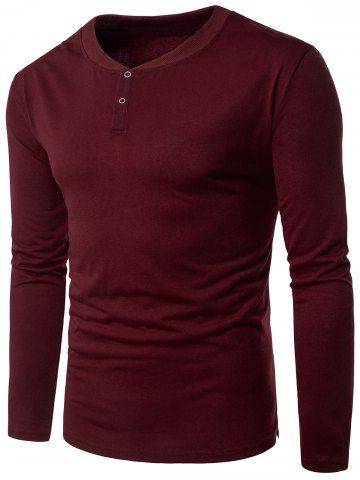 V Neck Long Sleeve Henley T shirt
